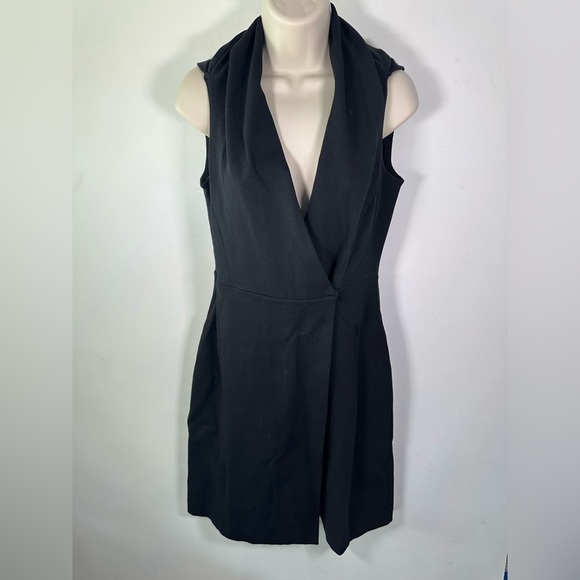 Ann Taylor wrap front cowl neck black dress size 4 - Picture 1 of 5